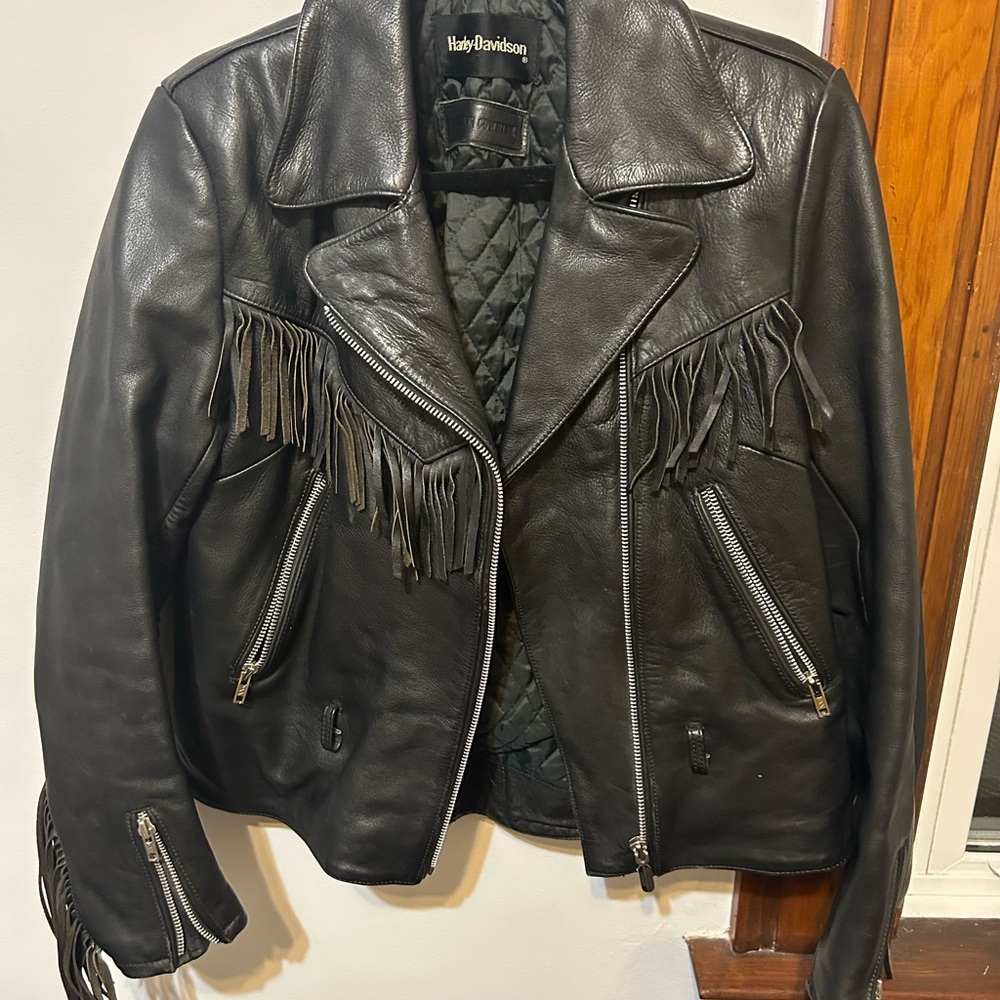 Harley-Davidson Black Leather Fringe Jacket